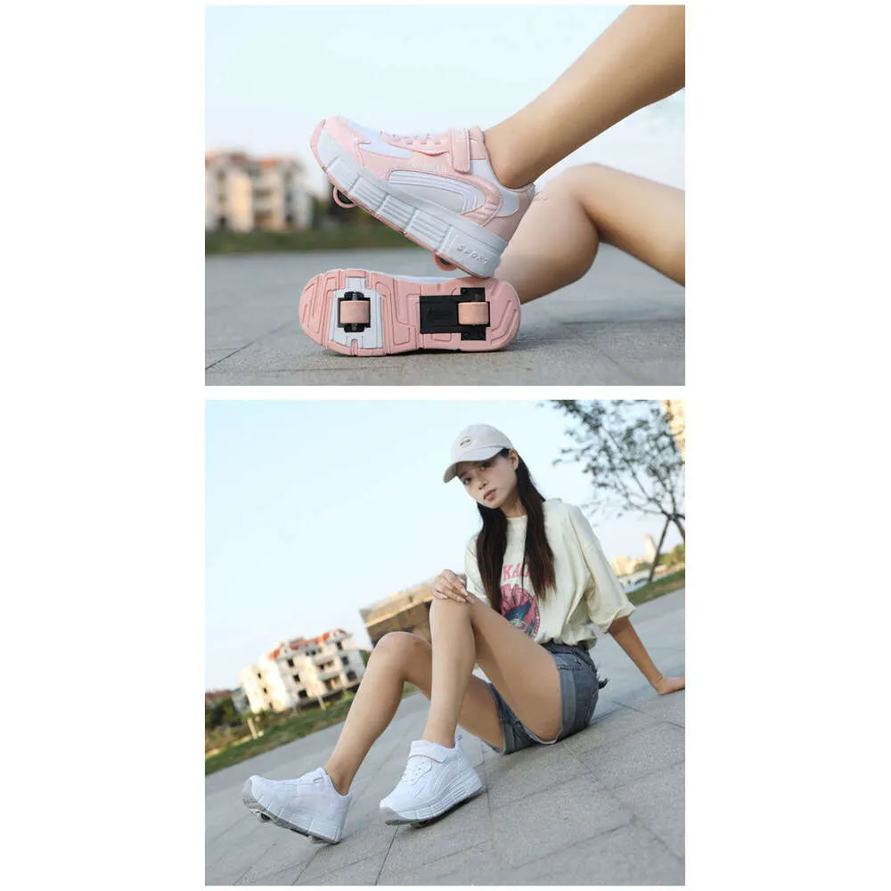 Roller Sneaker Outdoor Indoor Skating Detachable Kids Skates Breathable Blade Boy Flying Shoes Gear White 32_voghion.com