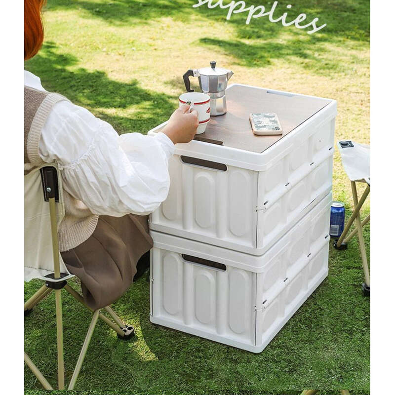 Outdoor Folding Box, Wooden Cover, Multifunctional Camping, Home Use, Car Trunk Storage_voghion.com