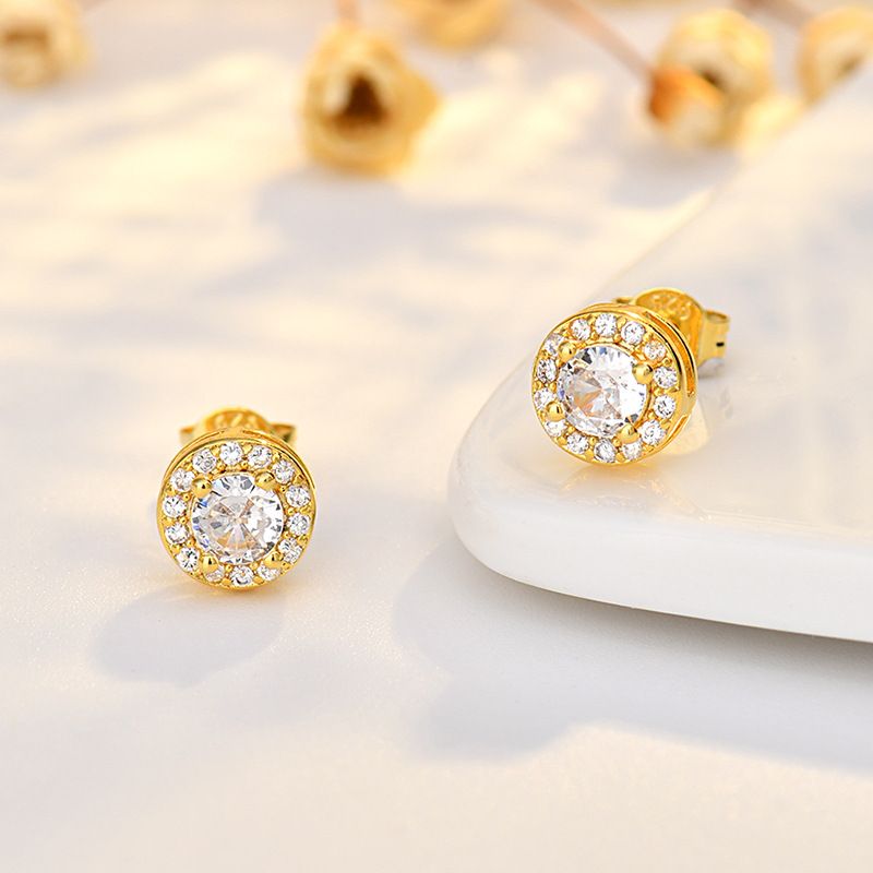 Boucles d'oreilles trois pièces en zircon rond, quatre griffes carrées, tempérament de niche, style léger, forme de cœur haut de gamme_voghion.com
