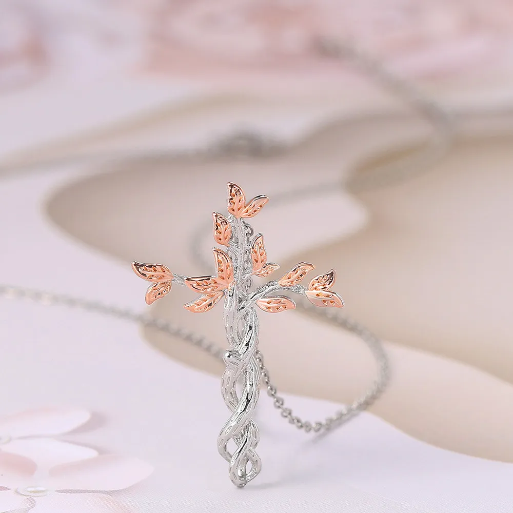 Halskette mit Rosenkreuz-Anhänger für Damen_voghion.com