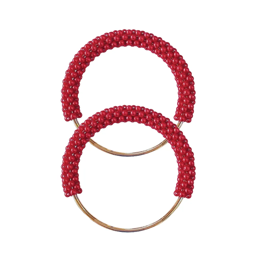 2pcs High-grade Purse Pearl Replacement Round Handle Clutch Handbag Handles DIY Handmade Crochet Bag Accessories_voghion.com