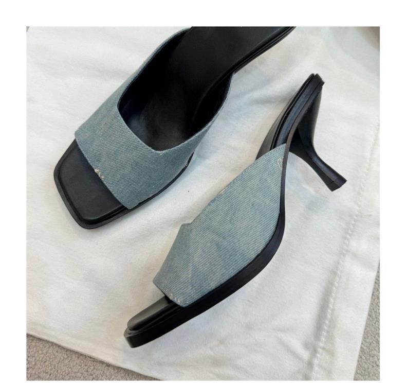2024 Primavera/Verão Novo Daning Fish Mouth Heel Square Open Toe Couro Genuíno Chinelos Legais Moda Feminina Salto Alto_voghion.com