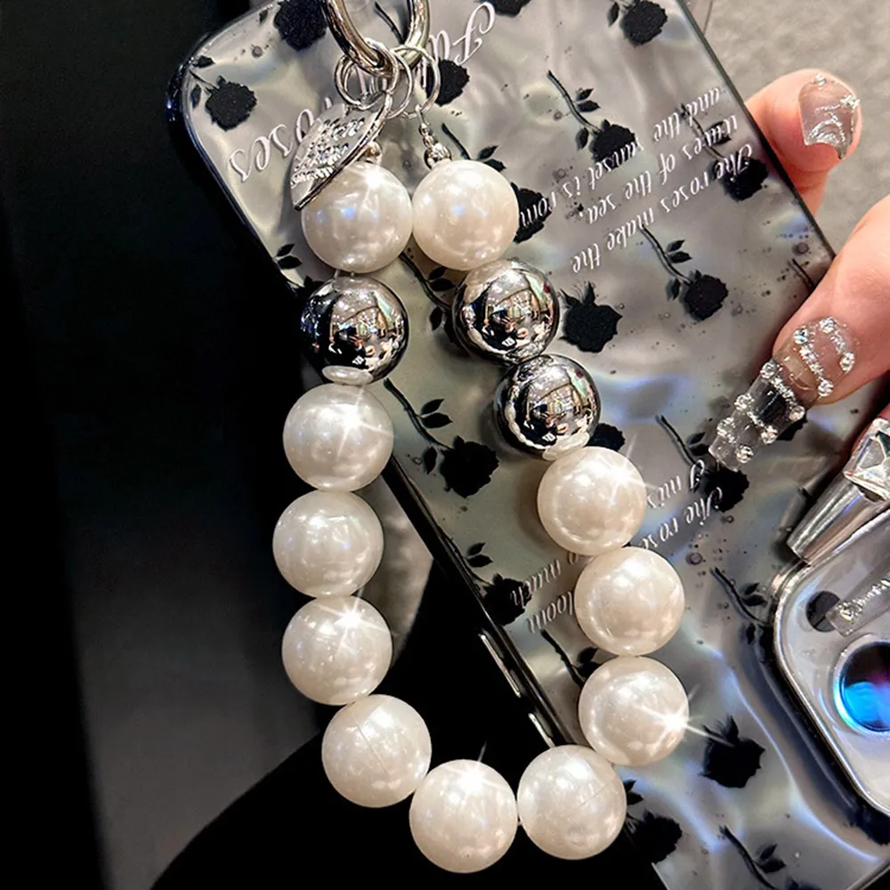 INS Fashion Beaded Lanyard Anti-Lost Bracelet For Mobile Case Wrist Strap Car Keychain Cute Phone Charm_voghion.com
