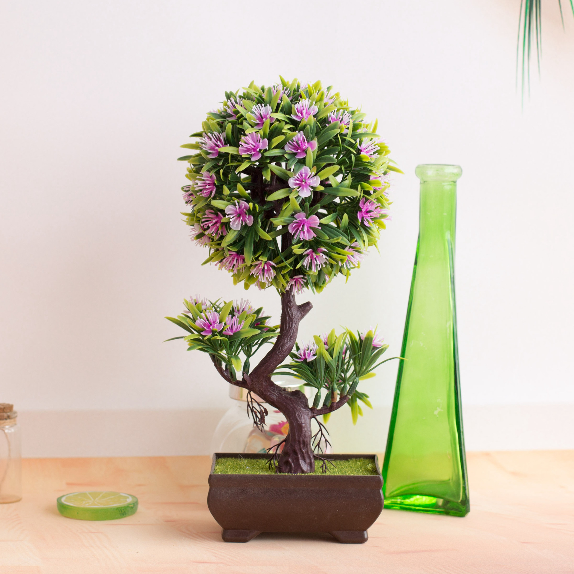 Simulation plant S-shaped plum blossom potted green bonsai small bonsai home decoration desktop ornaments_voghion.com