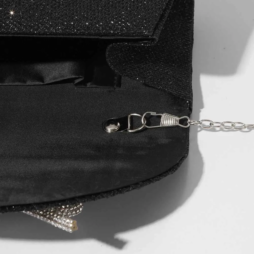 Elegante pochette con fiocco in cristallo scintillante da donna, con busta, per cena, sera, matrimonio, festa, ballo, portafoglio Y241019_voghion.com