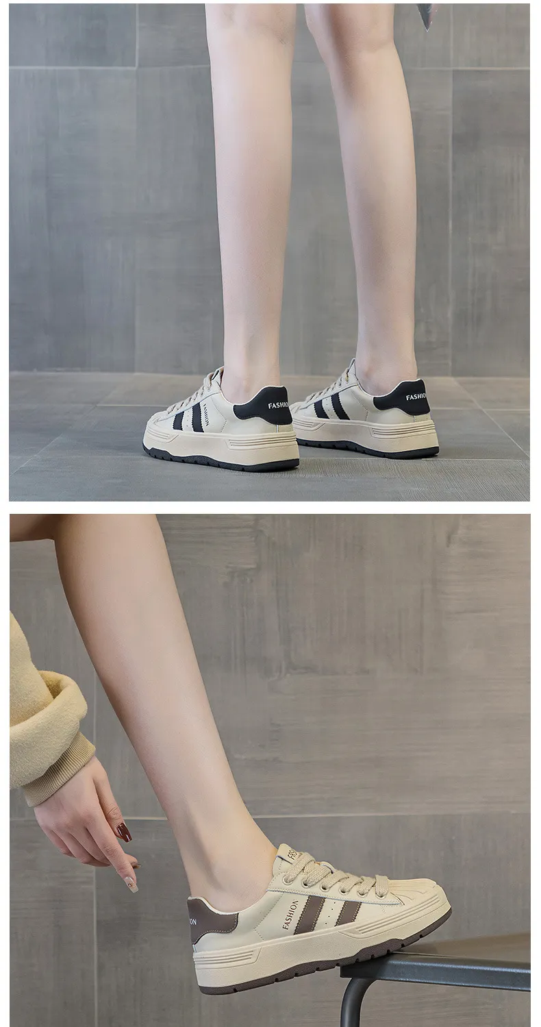 Dames sneakers van echt leer comfortabel en ademend wit_voghion.com