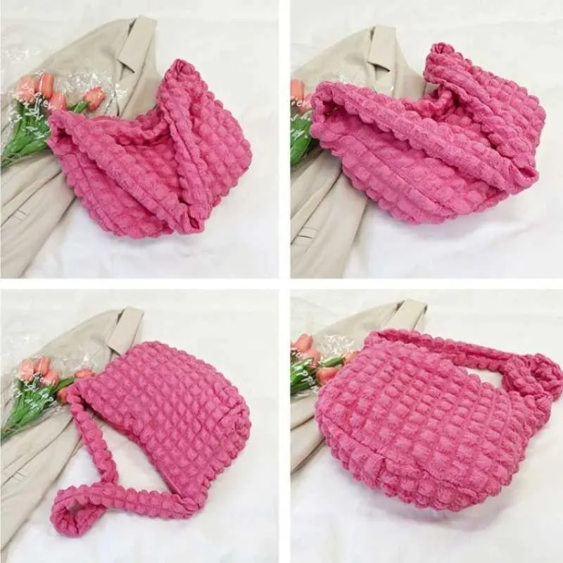 Borsa a tracolla tinta unita grande capacità borsa a mano trapuntata imbottita sotto le ascelle borsa per scarpe Y241026_voghion.com