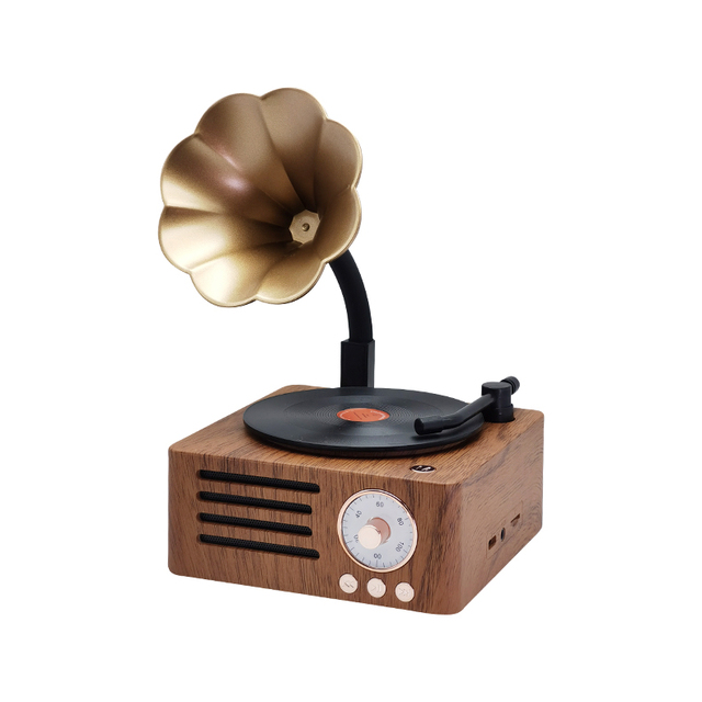 Radio retrò Mini radio FM portatile Bluetooth Speaker MP3 Music Box Giradischi vintage con microfono Supporto TFCard/AUX Play_voghion.com