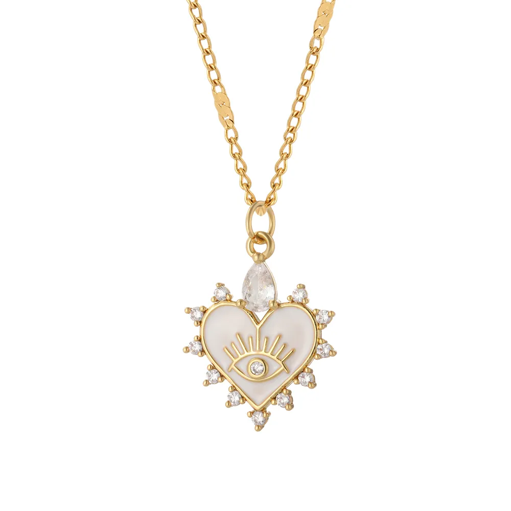 Anhänger Halsketten Mode Türkisches Auge Böses Blaues Herz Liebe Halskette Für Frauen Mädchen Zierlicher Choker Frau Glücksschmuck_voghion.com