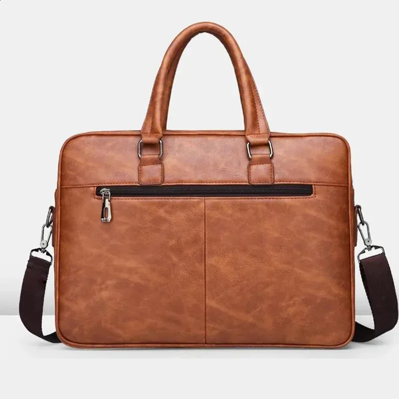 PU Leather Shoulder Large Capacity Portable Casual and Waterproof Crossbody Document for Men Briefcase Laptop Bag 240813_voghion.com