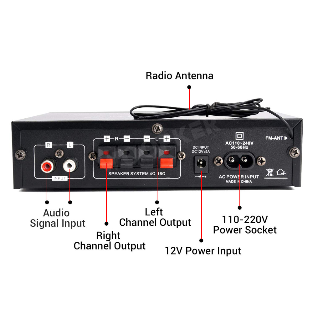 Woopker AK35 800W digitala hemförstärkare 100-240V 12V basljud Bluetooth-förstärkare HiFi FM subwooferhögtalare_voghion.com