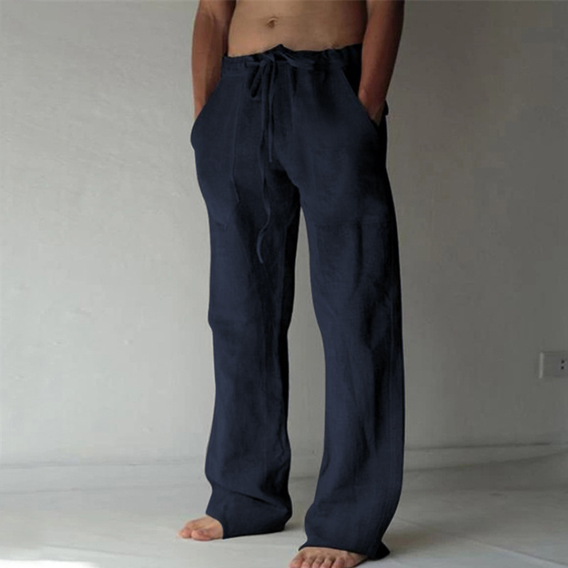 Abbigliamento maschile 2024 Wish Hot Sale Nuovi pantaloni da uomo in lino casual tinta unita pantaloni da uomo in lino sottile_voghion.com
