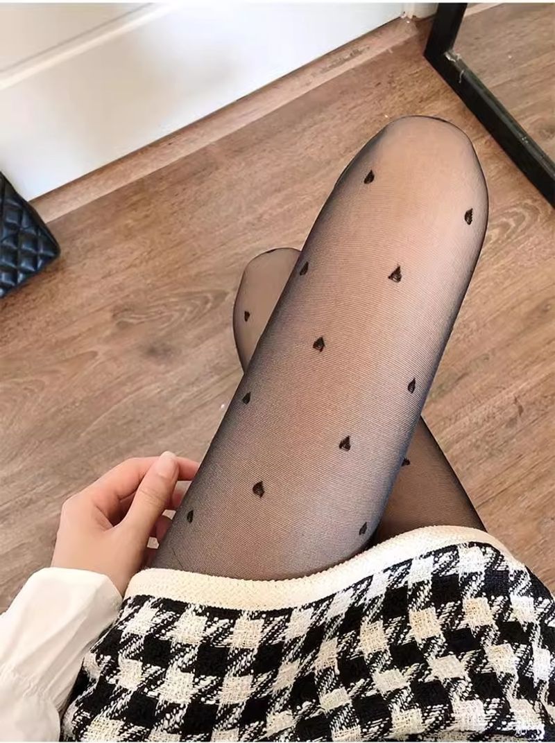 Șosete subțiri unisex ultra-subțiri jk negre cu buline, pentru femei_voghion.com