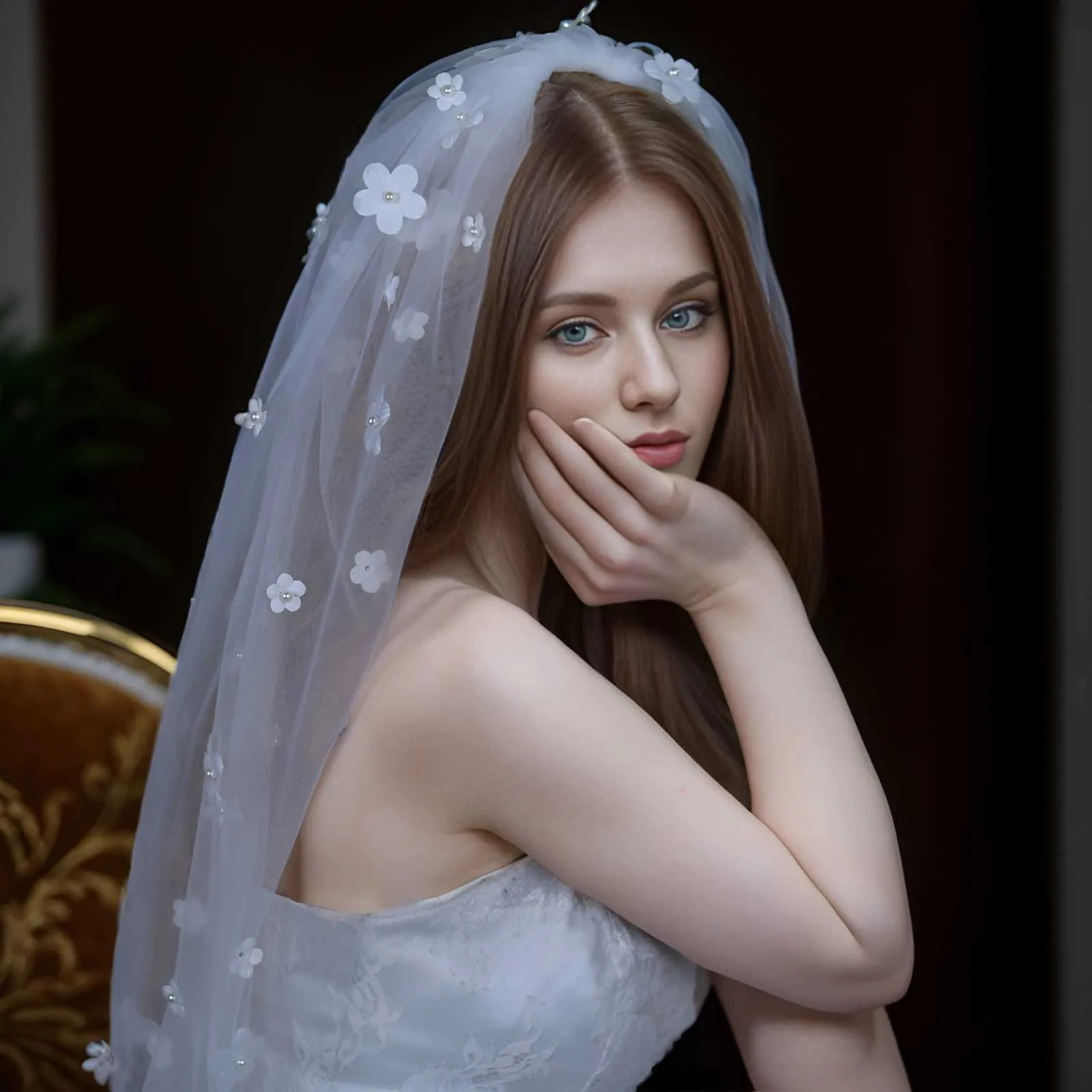 Bijoux de cheveux courts, fleurs 3D, couronne de communion, mini voile de mariée, accessoires pour enterrement de vie de jeune fille_voghion.com