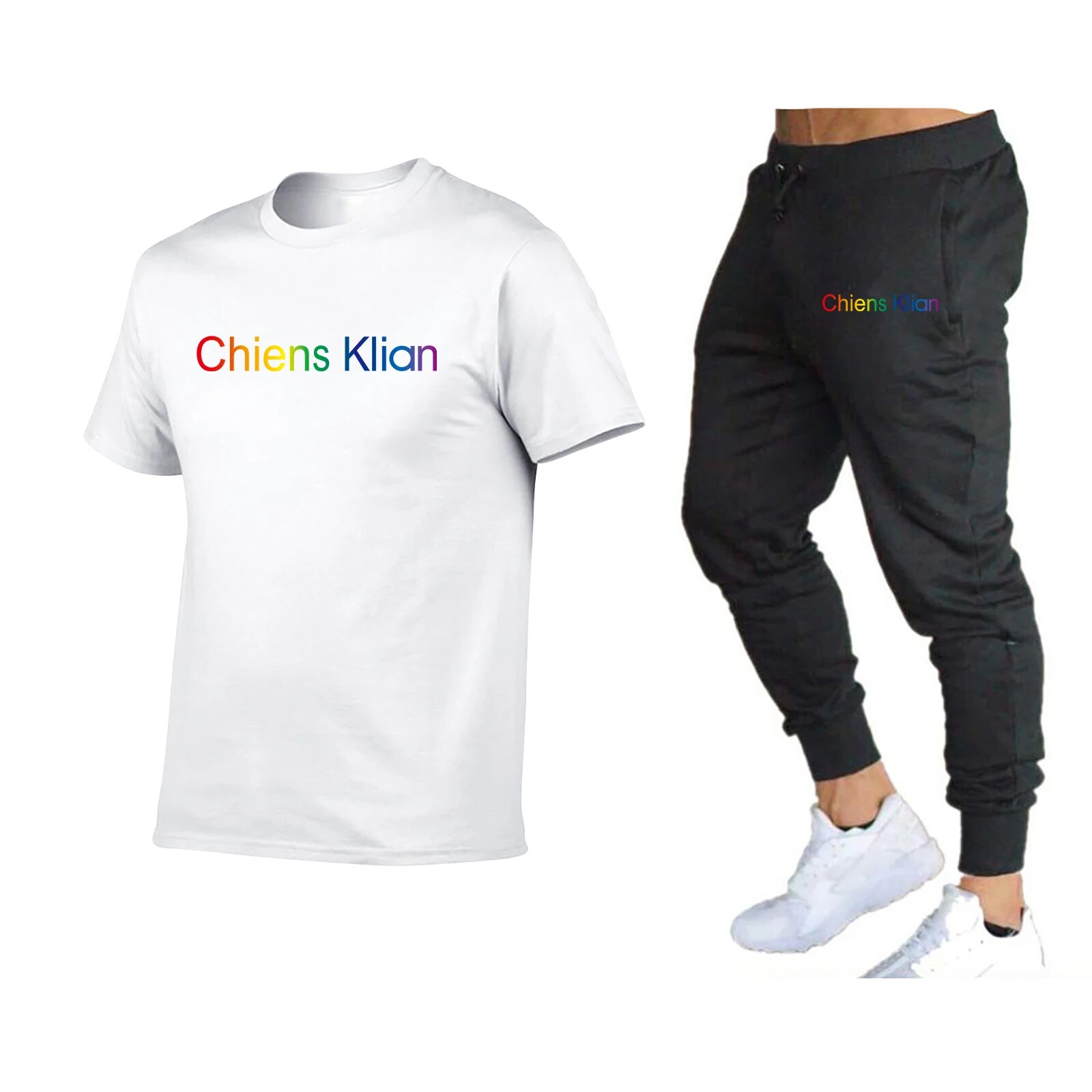New Casual Jogging Short-sleeved Shorts Suit Men's Running Training Sports Leisure Comfortable and Breathable_voghion.com