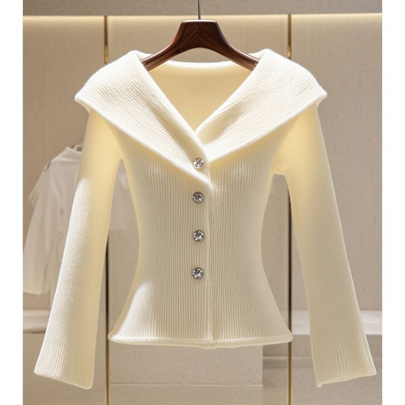 Vêtements pour femmes style automne pull de couleur unie design avancé tempérament de niche dame pull tricoté haut de gamme