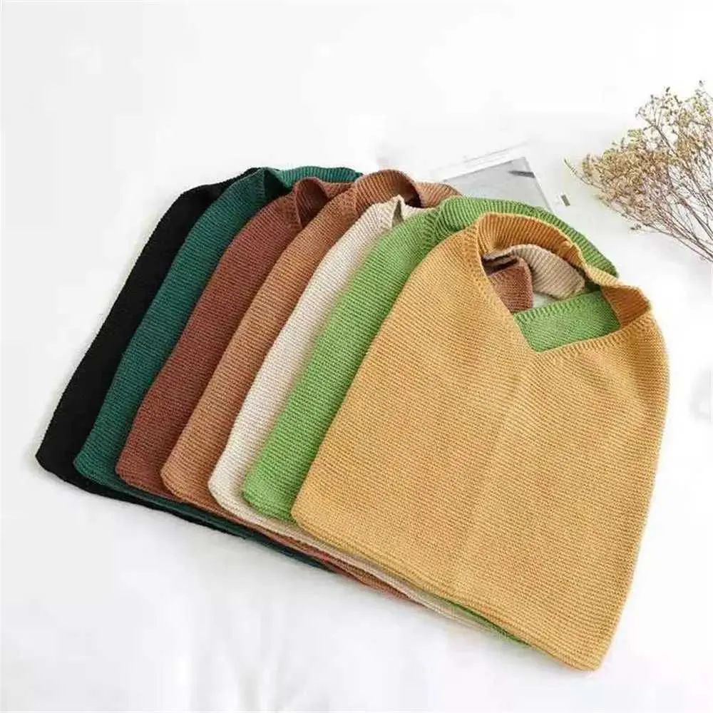 Women Large Capacity Hollow Woven Shoulder Bags Knitting Solid Color Handbags het Hobo Bag Female Shopping sC241104_voghion.com