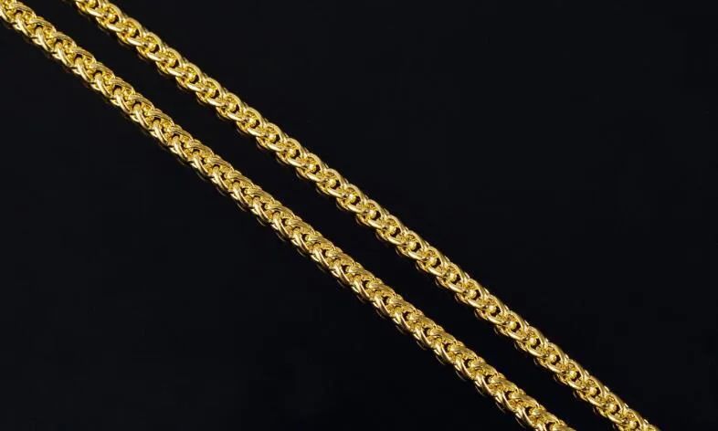 Gold Plated Twisted Link Chain Necklace For Men Classic Design_voghion.com