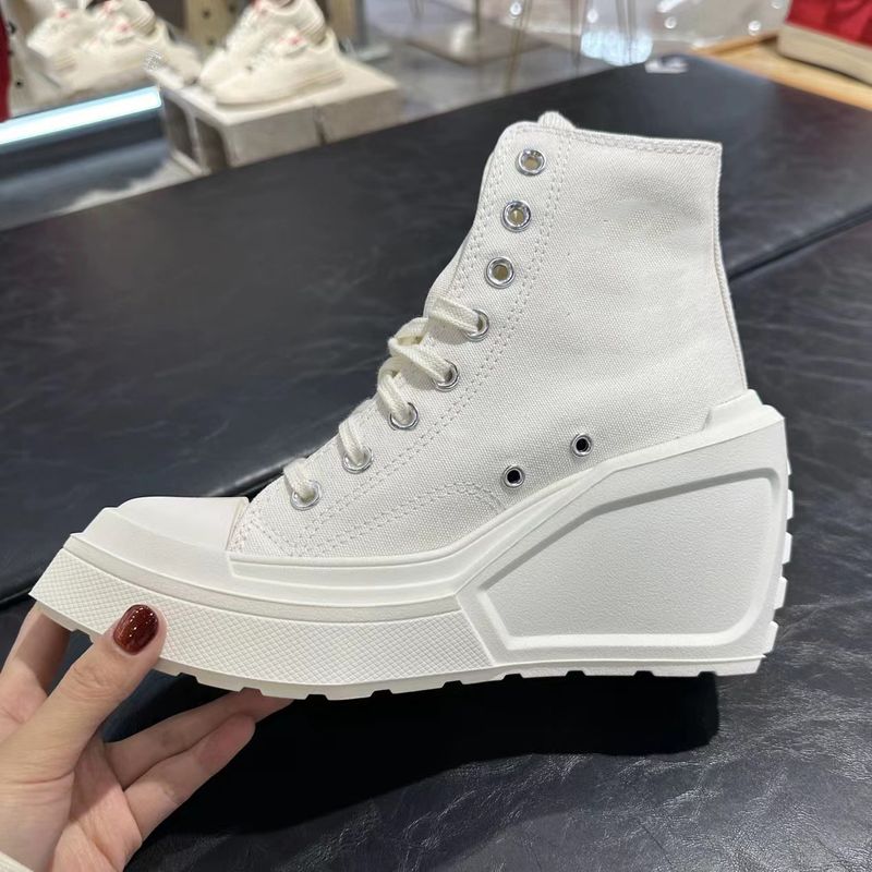 Neu mit Absätzen High Tops, modische Canvasschuhe, vielseitige und trendige Damen-Freizeitschuhe_voghion.com