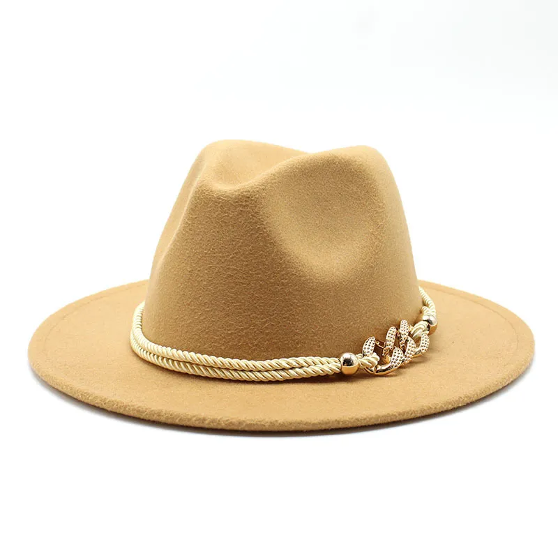 Blackwhite Wide Brim Simple Top Panama Solid Felt Fedoras Hat for Men W_voghion.com
