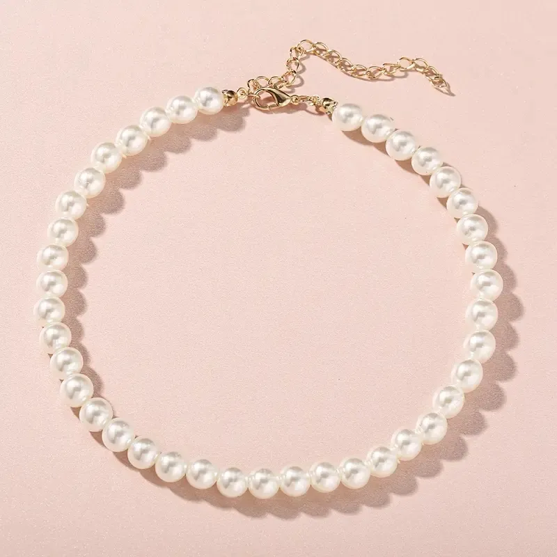 Pearl Necklace Choker Plain Simple Elegant Thickness 0.6 and 0.8 cm simple temperament fashion small fresh_voghion.com