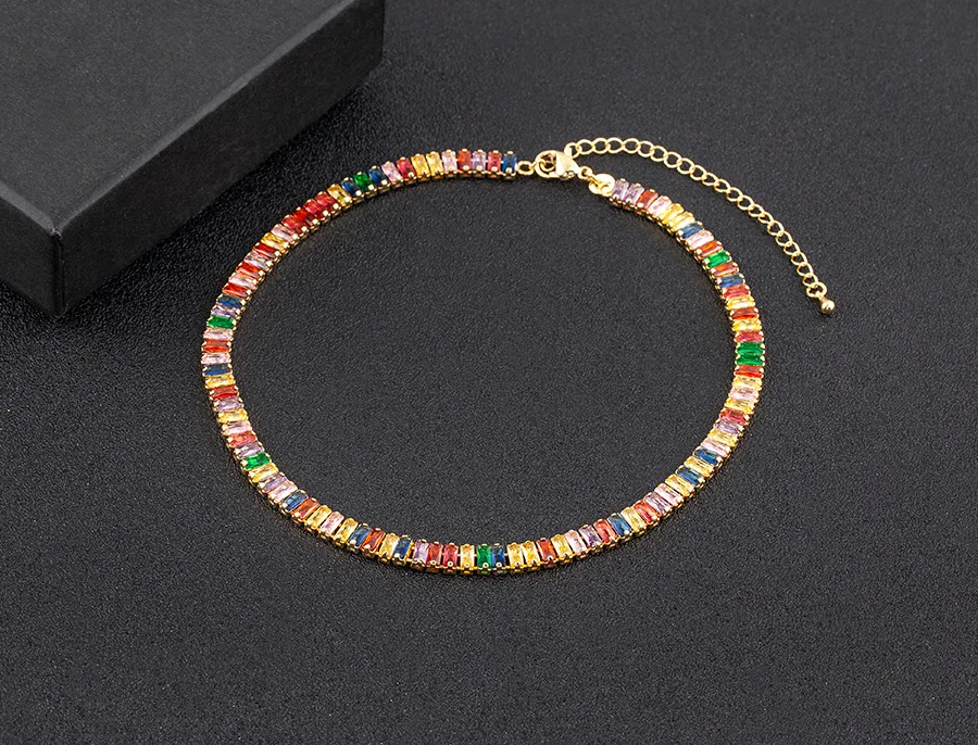 Cubic Zirconia Collar Necklace Bohemian Style Adjustable Chain_voghion.com