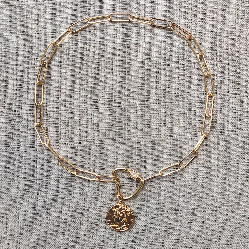 Colliers à pendentif pour femmes, chaîne à maillons épais, papillon, spirale, mousqueton, fermoir ras du cou, boucle en zircone cubique, bijoux_voghion.com