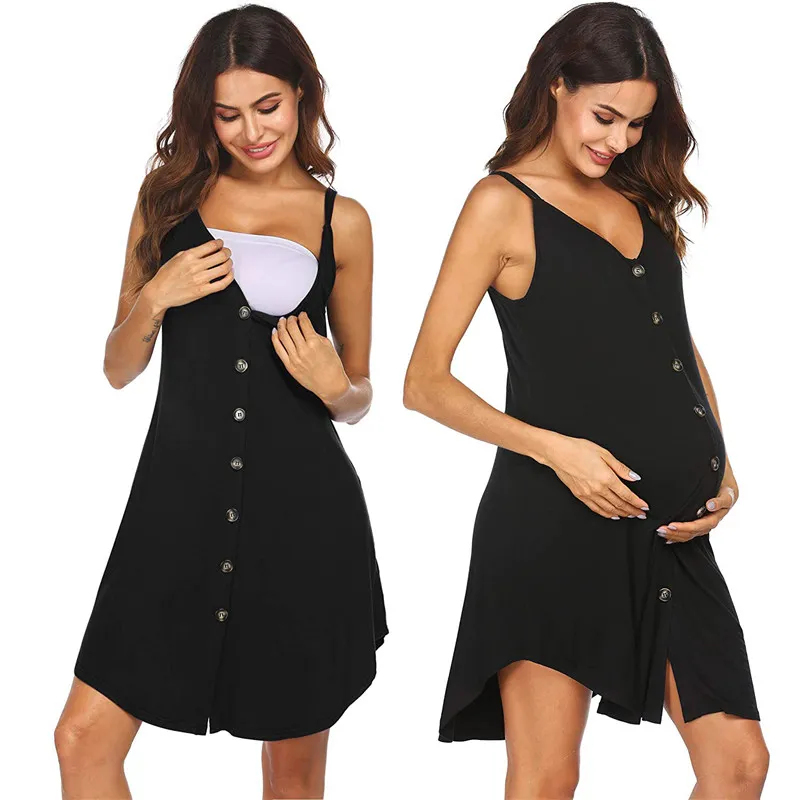 2024 Caual Mutterschaft Stillen Tank Ärmellose Schwangerschaft Nuring Kleidung Für Schwangere Sommer Taste Slip_voghion.com