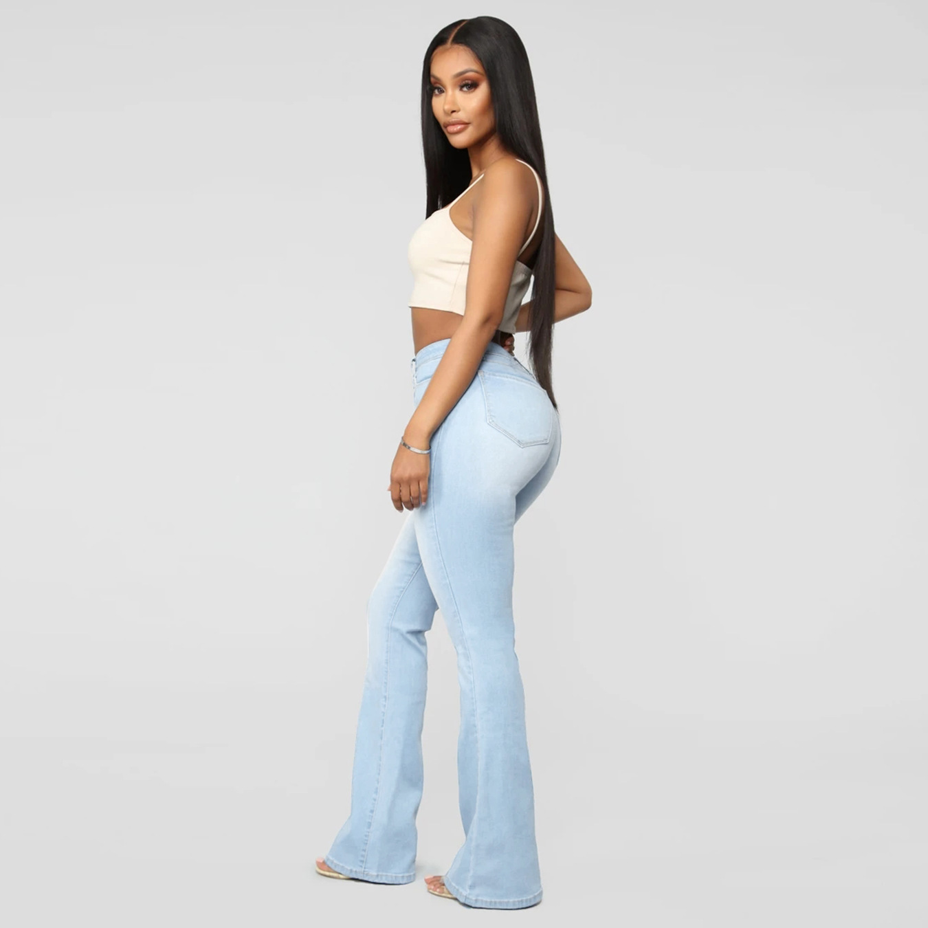 Damenbekleidung - Stretch-Hose mit schmaler Passform und hoher Taille für Damen_voghion.com