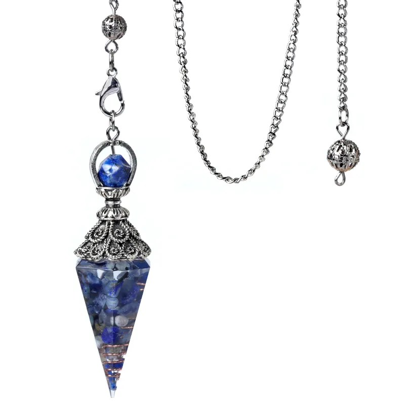 Natural Stone Pendulum Necklace 7 Chakras Rose Quartz Amulet_voghion.com