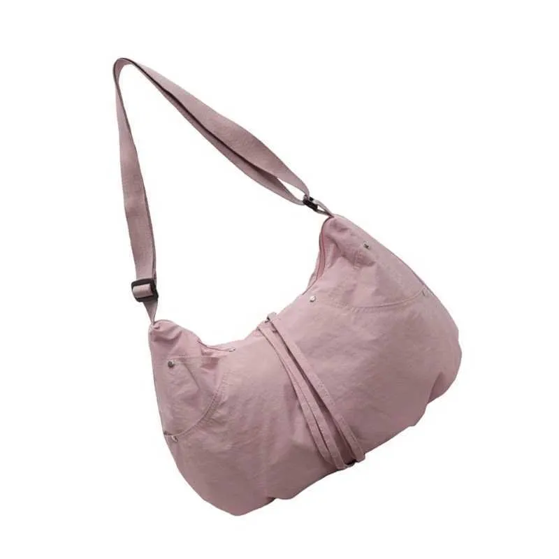 Borsa a tracolla casual alla moda di grande capacità, pratica borsa a tracolla in nylon con tracolla regolabile singola per le donne C241214_voghion.com