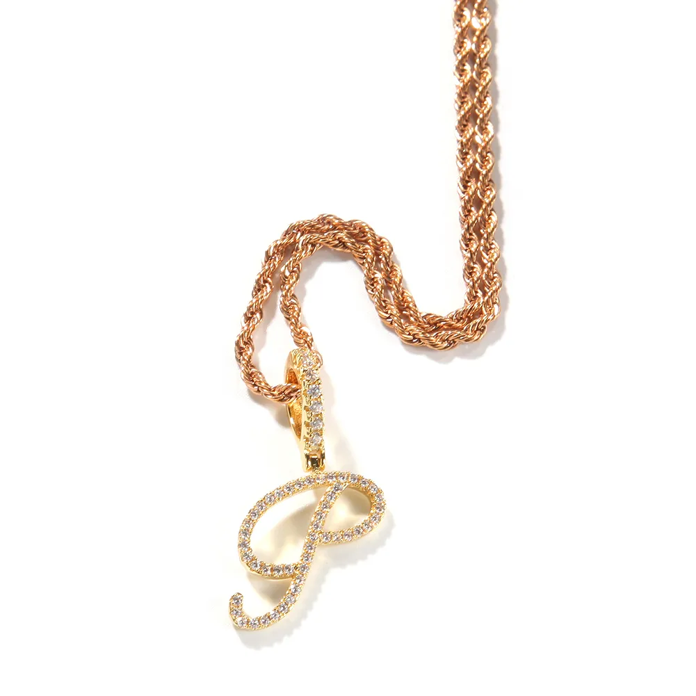 Ketten TBTK Benotzerdefinéiert Kursiv Schrëft Initial A-Z Buschtawen Anhänger Iced Out CZ Kette Halskette Fir Männer Hiphop Charms Bijouen_voghion.com