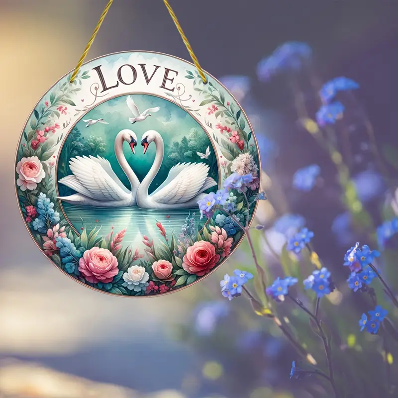 8in Swan Love Suncatcher - Clear Acrylic Valentine's Decor For Wreaths & Windows - Romantic Wedding Gift_voghion.com