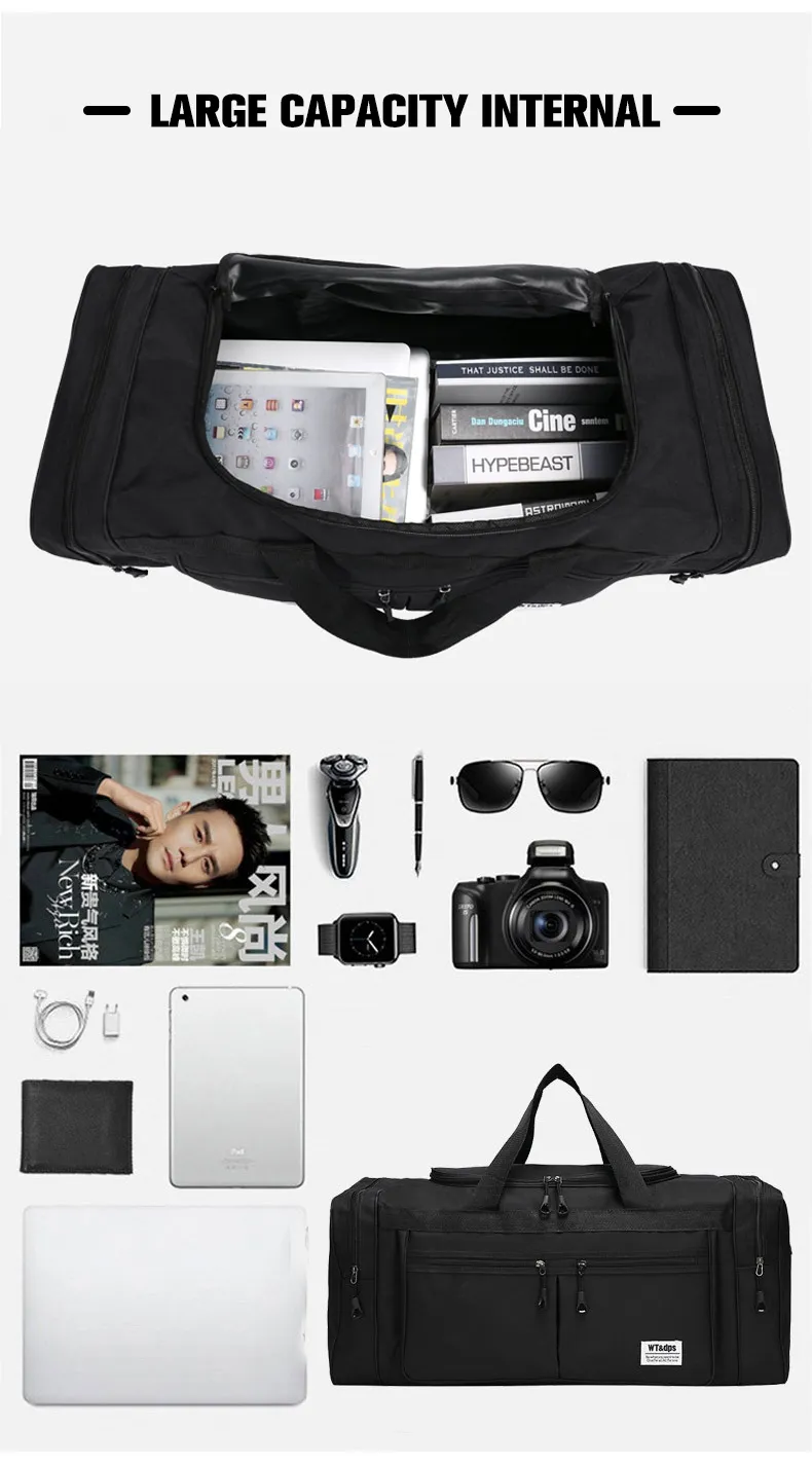 70L Gym Bags Lage Foldable Sport Travel Duffel For Women Men Handbag Multifunction Large 70CM Weekender Bag_voghion.com