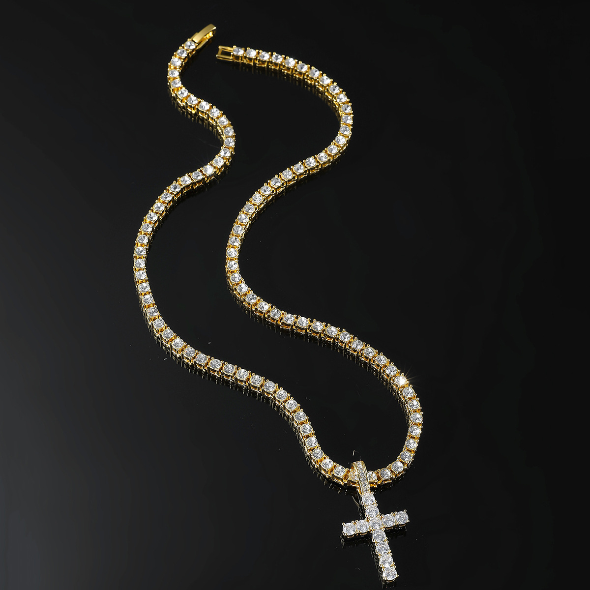 European And American Fashion New Product Pendant Necklace Niche Design High-end 4mm Single Row Tennis Chain_voghion.com
