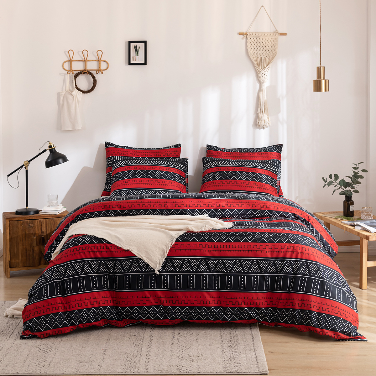 Ensemble de literie en textile de maison, housse de couette imprimée mate, taille de lit, trois pièces_voghion.com