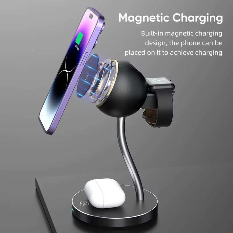 Bedhead Desktop Touch LED Light Mobile Phone Charging Stand 3-in-1 Wireless Charger_voghion.com