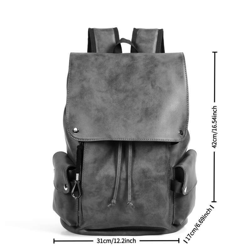 2025 Retro-Vintage-Rucksack für Herren – 14-Zoll-Laptoptasche aus PU-Leder, wasserabweisender, diebstahlsicherer Pendlerrucksack mit glatten Reißverschlüssen, Braun_voghion.com