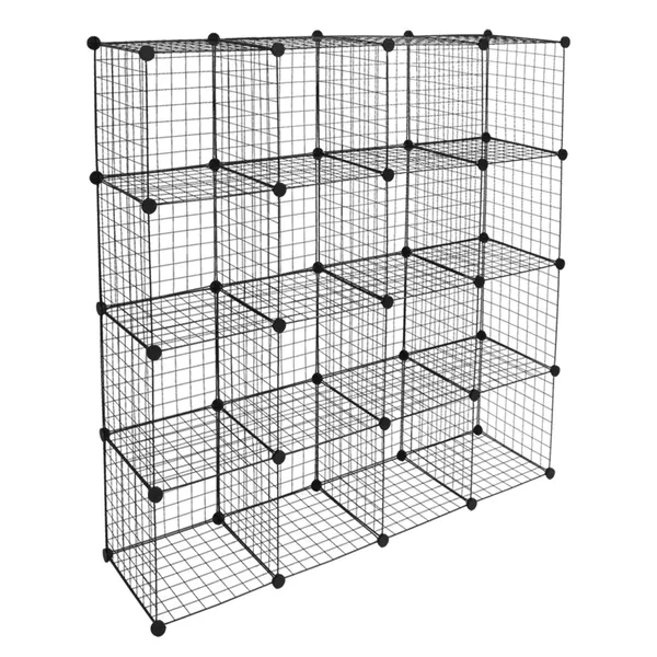 16-Cube Organizer Cube Storage Shelves Wire Cube Storage Origami Shelves Metal Grid Multifunction Shelving Unit Modular Cubbies Organizer Bookcase R_voghion.com