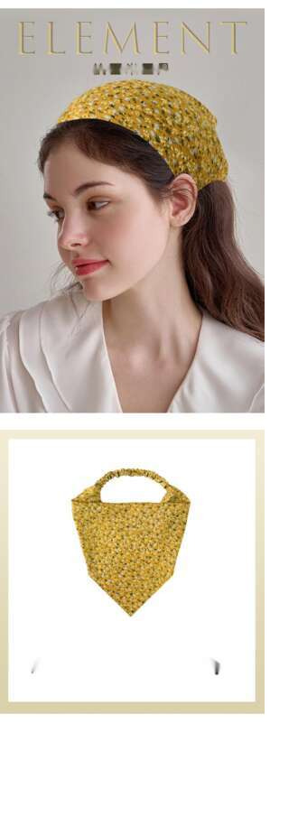 Nouveau petit foulard triangulaire élastique à fleurs fraîches de campagne, bandeau marguerite, foulard, accessoire, bandeau_voghion.com