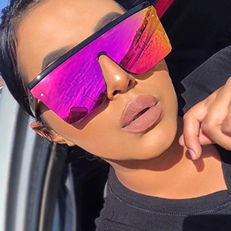 Fashionable Millennium Hot Girl Women's High End Punk Future Glasses New Large Frame Integrated Sunglasses