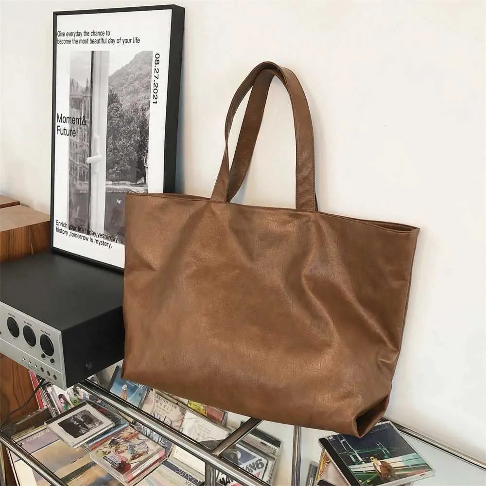 Oversized Tote Bag Women Lightweight Soft Leather Shoulder Bag_voghion.com