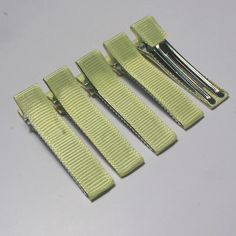 300pcs 5cm Grosgrain Ribbon Lined Alligator Hairpins for Princess Girls Ponytail Clips Children Metal Hair Barrettes_voghion.com