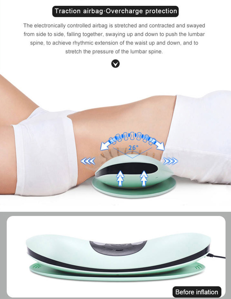 Tração lombar elétrica massageador de cintura inflável compressa quente costas maca cervical suporte massagem pressão de ar dor relaxar_voghion.com