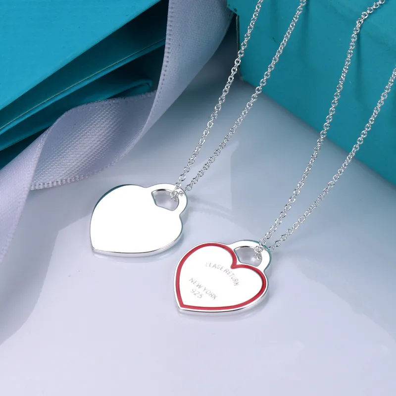 brand key designer pendant female S sier plated couple cross chain choker blue heart necklace neck jewelry gift_voghion.com