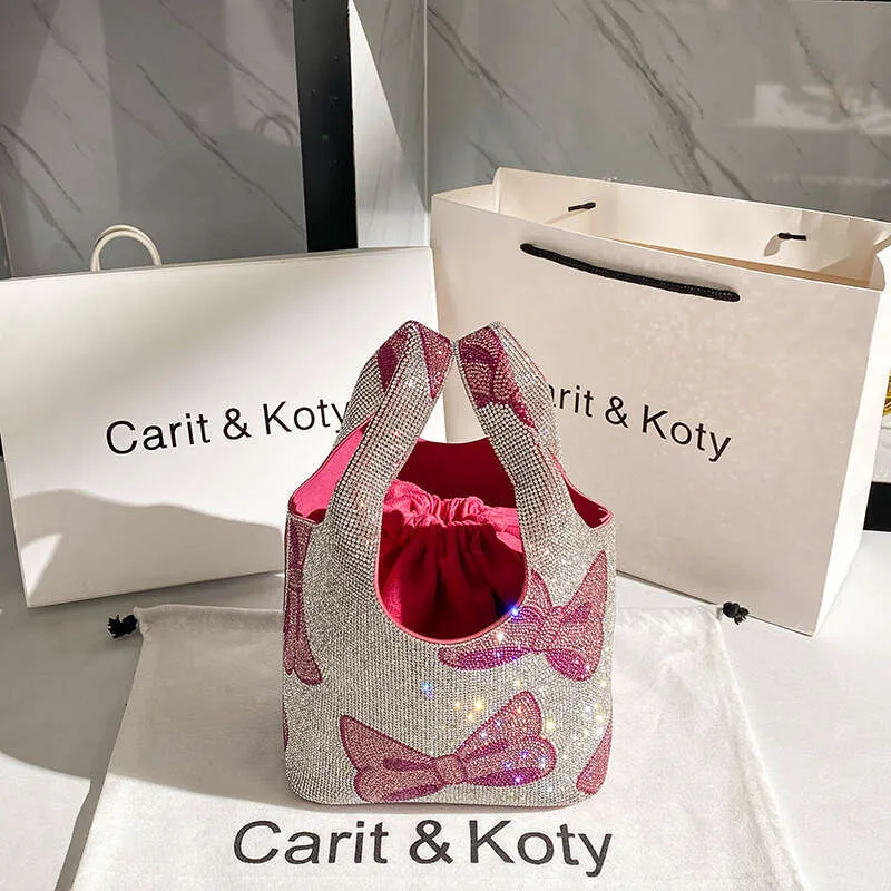 Borsa a tracolla da sera con stampa a fiocco con glitter e nodo, motivo a cartone animato, da donna_voghion.com