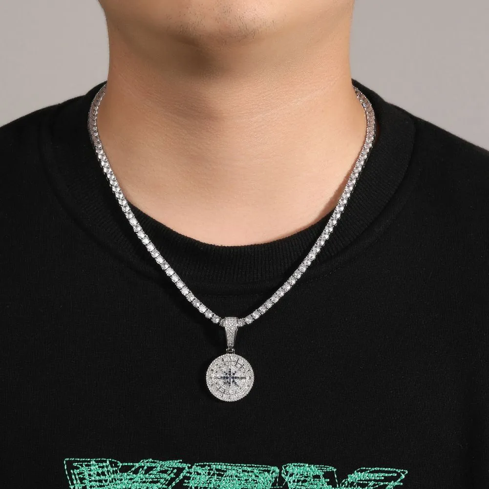 Collana con ciondolo a forma di capra con bussola retrò vintage hip hop, zircone 5A placcato oro vero, gioielli da uomo fantastici_voghion.com