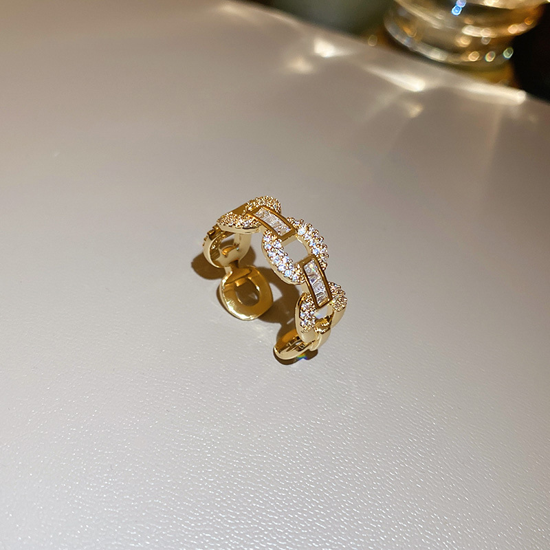 Real Gold Electroplated Zircon Heart Opening from South Korea Irregular Pearl Index Finger Ring Fashion and Elegant_voghion.com
