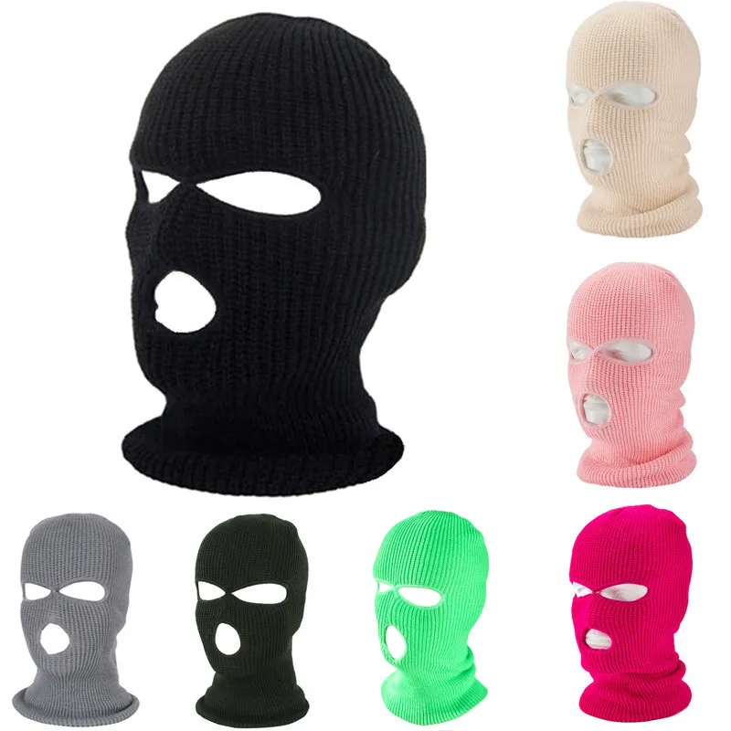 Casquette fluorescente à trois trous, masques de fête de créateur, couvre-chef tricoté, masque de ski d'hiver, garde le visage complet coupe-vent au chaud_voghion.com