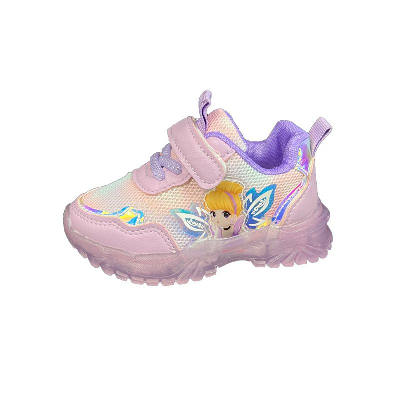 Elf Girls' 2022 Spring Autumn New Breathable Leisure and Comfortable Sports LED Light up Children's Shoes_voghion.com